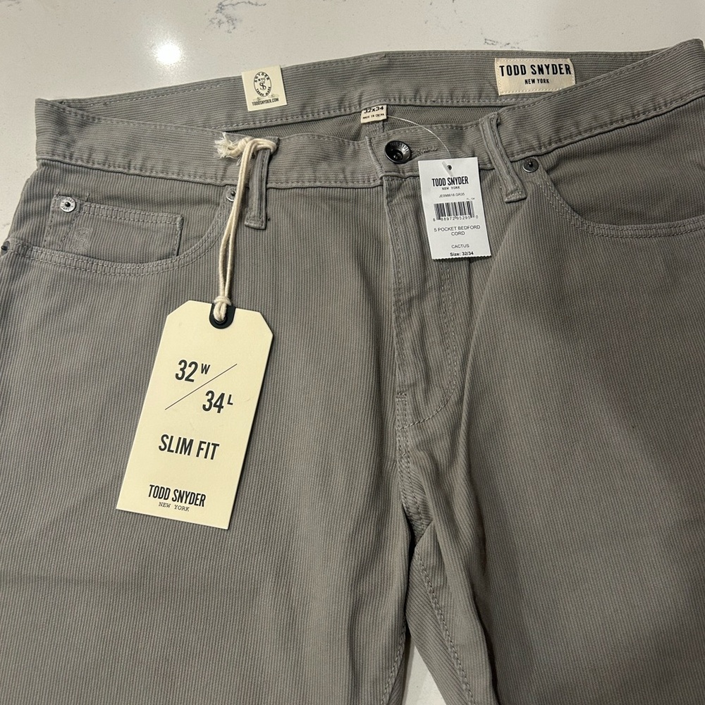 NWT Todd Snyder slim 5 pocket bedford corduroy pant cactus sage green size 32x34 - Picture 3 of 6